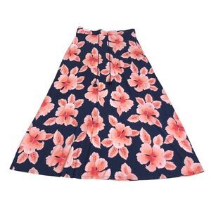Tommy Bahama Maxi Skirt Womens M Navy Blue Floral Resortwear Tropical Hawaiian
